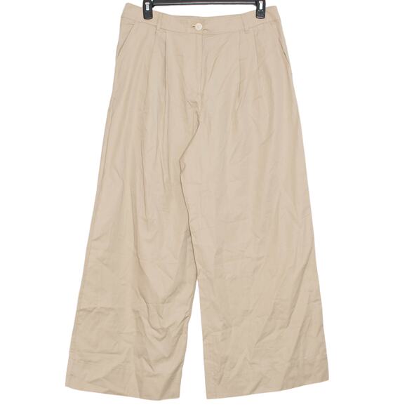 NWT Loft Pants Poplin Wide Leg Coastal Grandma Quiet Luxury Minimalist Tan 14 - Picture 1 of 5
